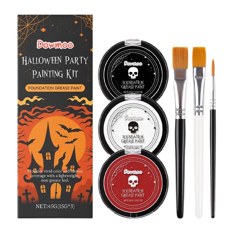 Halloween Face and Body Painting Set, Highly Pigmented, Long-Lasting, Non-Irritating, Creative Makeup for Masquerade, Holidays, and Parties DO-A01-0001-01